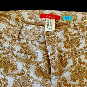 Cartonnier (Anthropology) Jacquard Capris white/tan Size 12